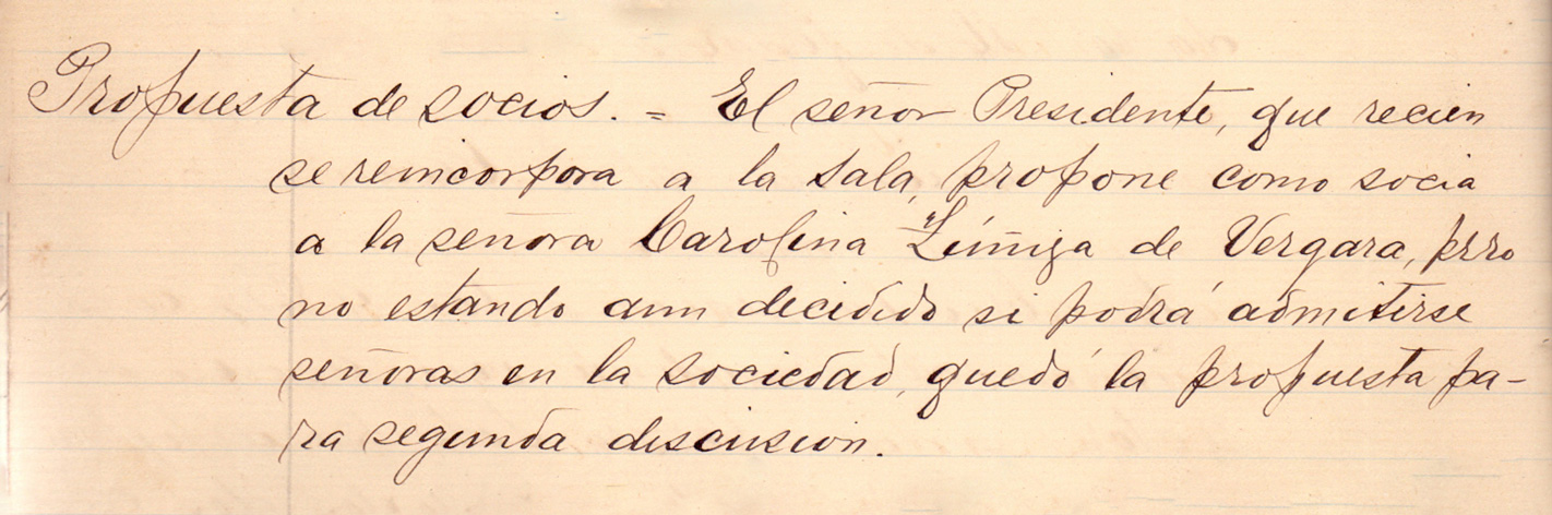 Propuesta de socios para la SMSM de Valparaíso, en la reunión del 16 de febrero de 1894. En su Libro de Actas de Reuniones generales desde la Inauguración de la Sociedad un 5 de diciembre de 1983 hasta el 25 de enero de 1904.