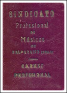 Carnet Profesional de socios del Sindicato Profesional de Músicos de Valparaíso, 1950 ca. 