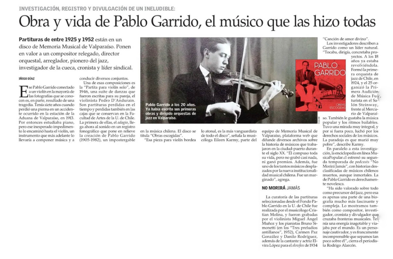 Obra y vida de Pablo Garrido, el músico que las hizo todas